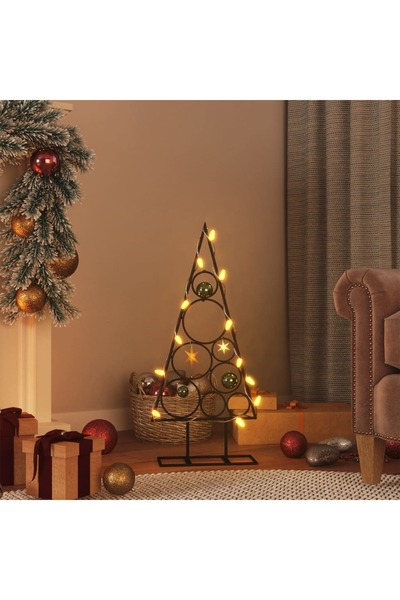 vidaxl شجرة عيد الميلاد المعدنية للزينة باللون الأسود 60 سم