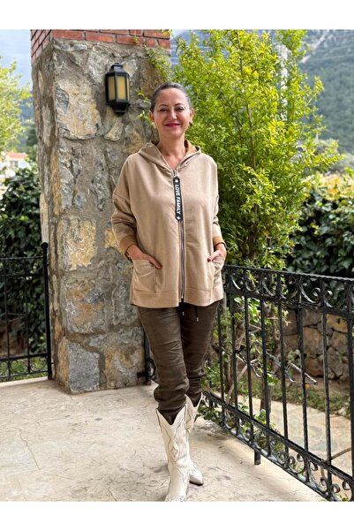 Punta Otantik YG12477 Ιταλικό μπουφάν με κουκούλα σε μπεζ χρώμα