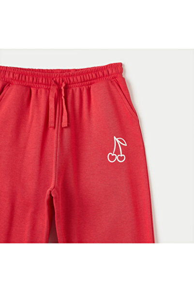 Juniors Cherry Print Joggers with Drawstring Closure and Pockets
