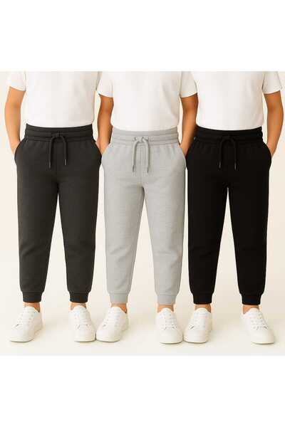 NETTENSTORE çocuk Eşofman ALT ARLESİT GRİ SİYAH