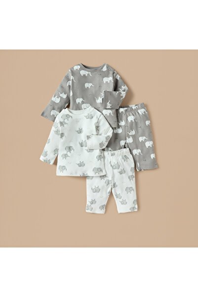 Juniors Elephant Print Long Sleeves T-shirt and Pyjamas - Set of 2