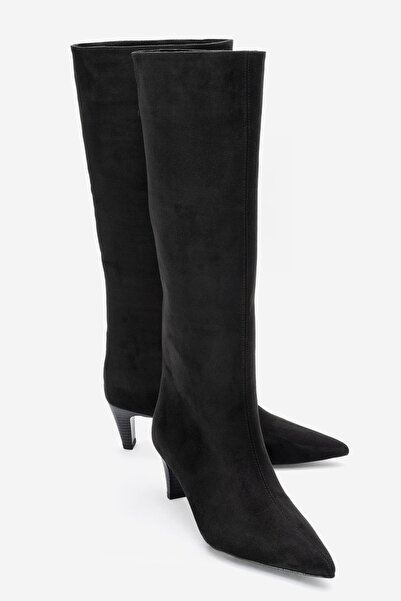 LuviShoes Armelia Black Suede Women's Short Heeled Boots