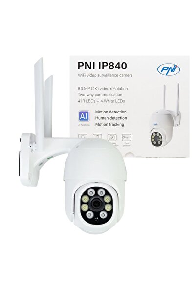 THK PNI IP840 WiFi wireless video surveillance camera, PTZ, 8MP 4K, micro SD slot, stand-alone, AI