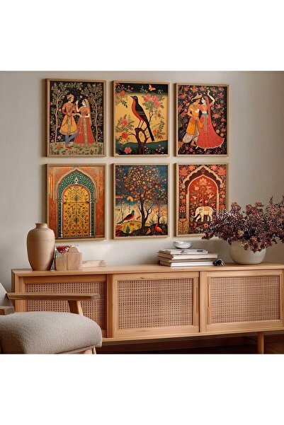 ALAYRA International مجموعة لوحات مادوباني الفنية، 6 قطع (20×30 سم) – فن جدار...