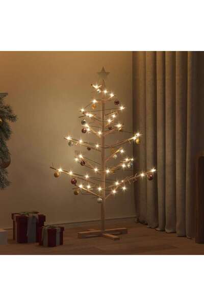 vidaxl Wooden Christmas Tree with Stand Natural 125 cm Solid pine wood