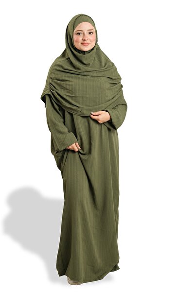 HÜRREM BONE ثوب صلاة من قطعتين باللون الكاكي منسوج بنقشة ذاتية 2502_09