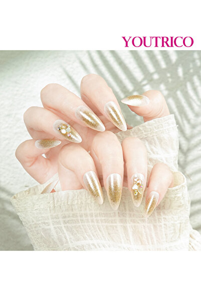 Youtrico أظافر صناعية للسيدات، أظافر صناعية على شكل طرف فرنسي، مناسبة للارتدا...