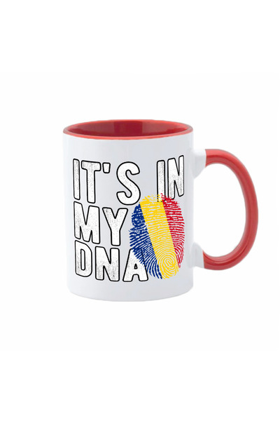 AFFIX THE DIFFERENT PERSPECTIVE Personalized mug, white with red interior and handle, 350ml, Romania Mug Collection, Model 3