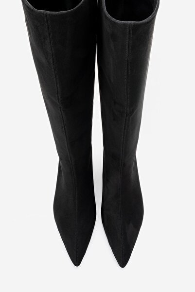 LuviShoes Armelia Black Suede Women's Short Heeled Boots