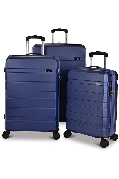 Track 3-Piece ABS Hardside Luggage Set 20/24/28 inch - Blue
