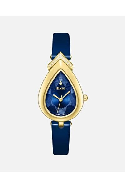 everd Navy Blue Leather Watch with Gold Frame