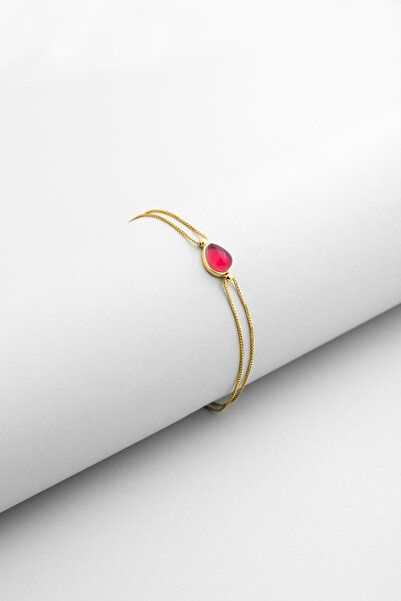 So CHIC... Pembe Ahenk 18 Ayar Sarı Altın Kaplama 19 Cm Gümüş Bileklik