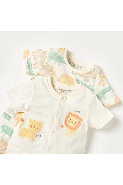 Juniors Animal Print Rompers with Short Sleeves - Set of 2