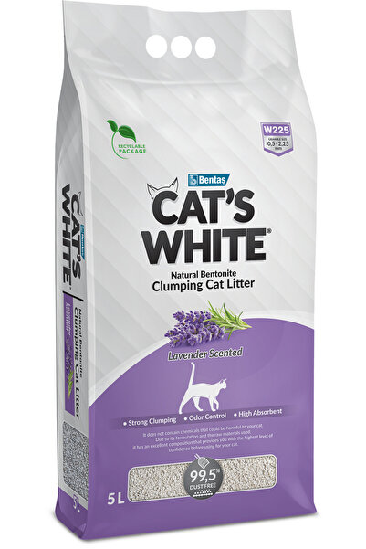 Cat's White Cat’s White Lavender Scented Clumping Cat Litter 5L – Strong Odor Control, Fast Clumping, Dust-Free