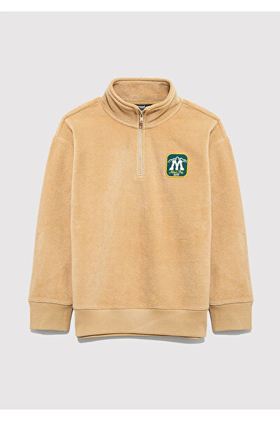 Mavi Semi-Zip Logo Beige Sweatshirt Loose Fit / Relaxed Fit 6S10153-83859