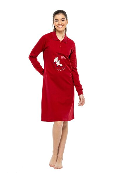 MOD Collection - Kadın Bordo Patlı Gecelik 3978