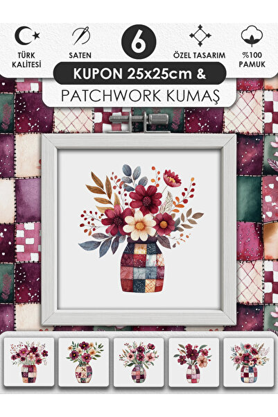 FabricMarket Patchwork Kumaş Seti – Dikiş ve Hobi İçin %100 Pamuk Desenli Kumaş Kuponları
