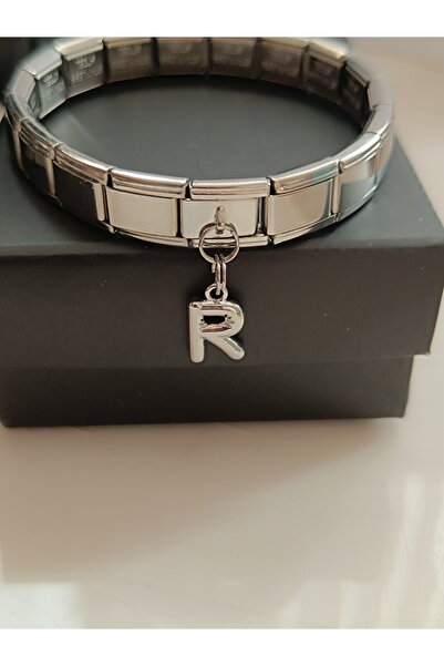 Kudi Italian Bracelet with a Charm Letter R Attached to It