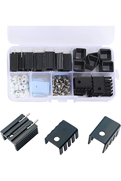 TERRIFI مجموعة مشتت حراري من الألومنيوم TO-220 مع أدوات التثبيت (30 قطعة، 3 أحجام)