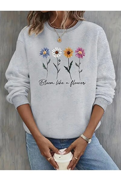 FUFLUNS سترة رياضية كبيرة الحجم مطبوعة بالزهور للجنسين