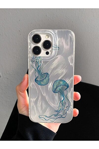 KVK PRİVACY iPhone 14 Pro Max Uyumlu Deniz Anası Desenli Tüylü Hologramlı Sil...