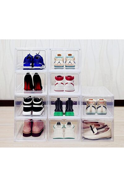 COOYA 10 Pack Clear Shoe Storage Boxes Stackable Plastic Shoe Boxes with Lids, Sneaker Storage Transparent