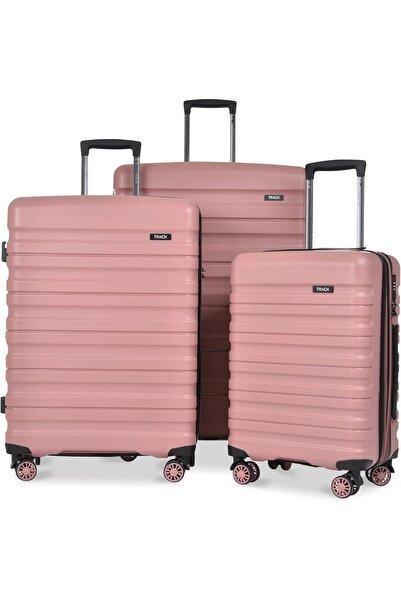 Track 3-Piece 8-Wheel Polypropylene Luggage Set (Rose Gold)