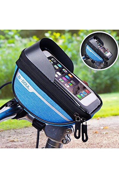 Flippy Waterproof Bike Handlebar Bag with Phone Case, fits phones up to 16 cm, 18.5x9.5 cm, Blue