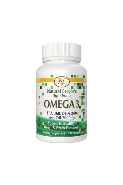 Natural Fervor أوميغا 3 EPA 180/DHA 120 زيت السمك 100 كبسولة هلامية