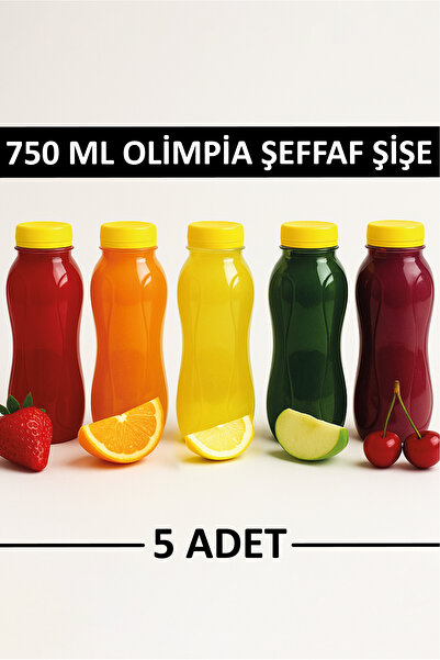 M&B WATER BOTTLE 5li 750 ml Olimpia Detoks Şişesi Şeffaf Plastik Sızdırmaz Ka...