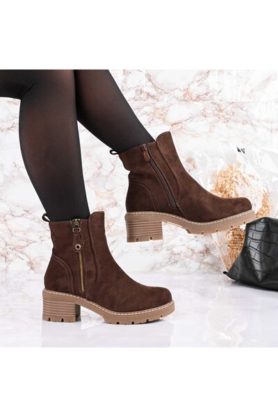 Tmall Ghete de damă, din piele cu interior din blană, TM1GD1081, maro