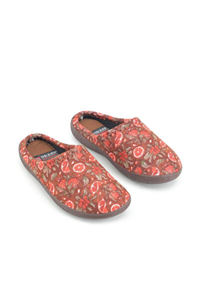 GEZER Γυναικείες παντόφλες, καφέ με με τύπωμα , μέγεθος 38, 24,5 cm, άνετες και ζεστές