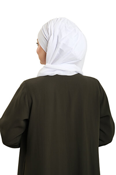 HÜRREM BONE White Practical Ready-To-Wear Bonnet Shawl Chiffon Draped 2507_42