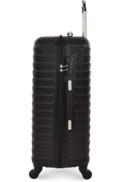 New Travel 4-Piece Unisex Rolling Luggage Set 12/20/24/28 Inch - Black (ABS)