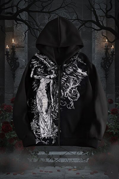 Köstebek Gothic Style Angel Affliction Cyber Grunge Hooded