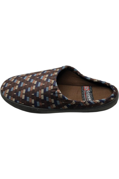 GEZER Γυναικείες παντόφλες, καφέ με γεωμετρικό σχέδιο, άνετες και ζεστές, μέγεθος 37, 23,5 cm