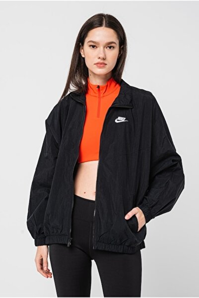 Nike W Essential Windrunner Woven Siyah Kadın Ceket Yağmurluk