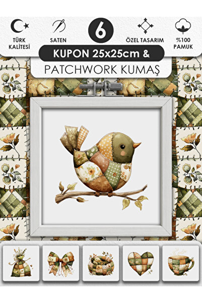 FabricMarket Patchwork Kumaş Seti – Dikiş ve Hobi İçin %100 Pamuk Desenli Kumaş Kuponları