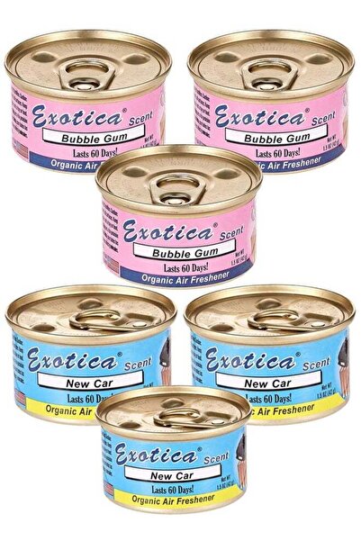 Exotica عبوة معطر جو عضوي اقتصادية، 6 قطع، برائحة السيارة الجديدة - 3 قطع، ورائحة العلكة - 3 قطع