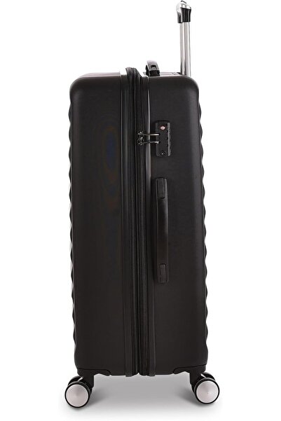 Track 3-Piece ABS Luggage Set 20/25/30 inch with TSA Lock & 4 Double Spinner Wheels (Black)