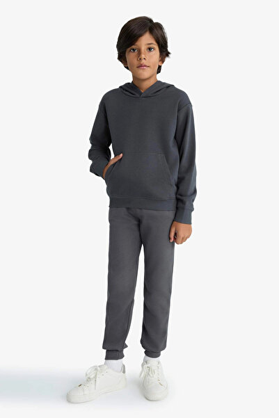 DeFacto W0773A6Ar126 Anthracite Boys' Thick Sweatpants with Elastic Waist