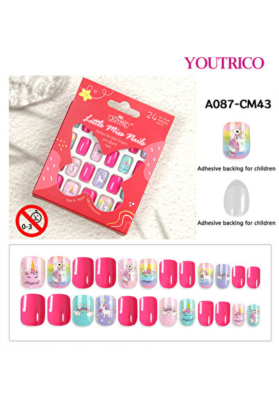Youtrico أظافر فتاة DIY، أظافر صناعية لطيفة وممتعة، مع غراء جيلي مدمج، مناسبة...