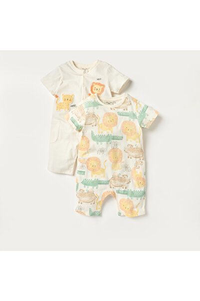 Juniors Animal Print Rompers with Short Sleeves - Set of 2