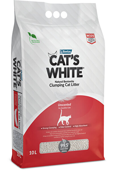 Cat's White Cat’s White Unscented 10L – Strong Clumping, Odor Control & Dust-Free Bentonite Litter