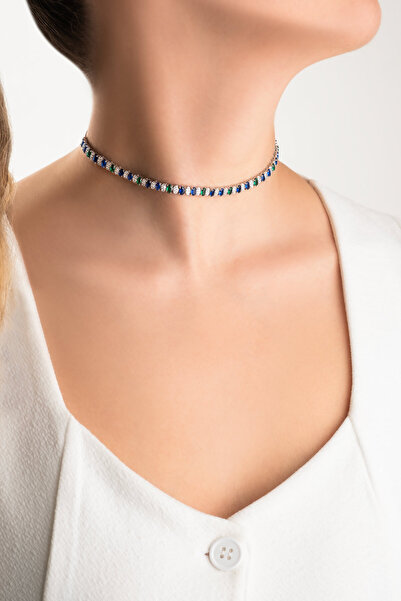 So CHIC... Yakamoz Hikayesi 18 Ayar Beyaz Altın Kaplama 42 Cm Gümüş Choker Kolye