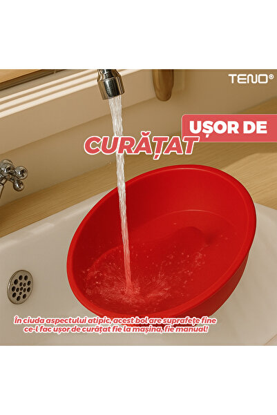 Teno 3-in-1 Cereal Bowl Teno®, built-in separator, rear handle grip, crunchy cereals, red