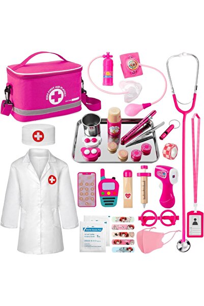 EFO SHM Set trusa de doctor pentru copii cu, halat, termometru, ochelari, mas...
