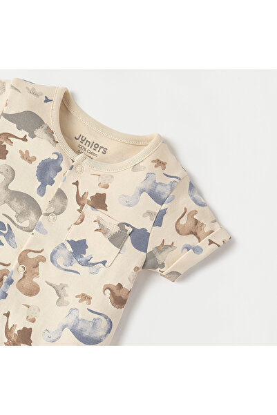 Juniors All-Over Dinosaur Print Romper