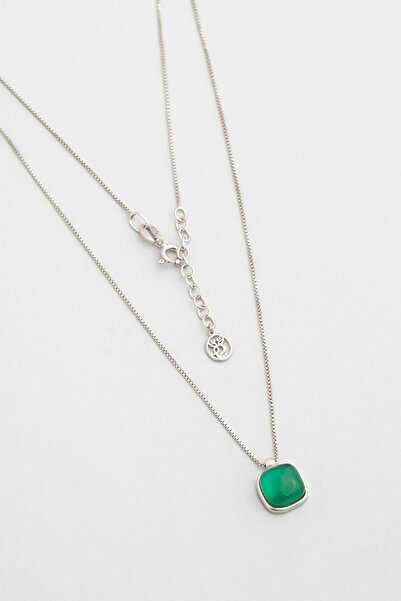 So CHIC... Renk Uyumu 18 Ayar Beyaz Altın Kaplama 44 Cm Gümüş Kolye