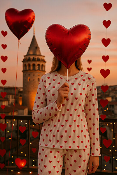 rindahomewear Cotton Thick Winter Interlock Stripe Printed Knitted Pajamas Set